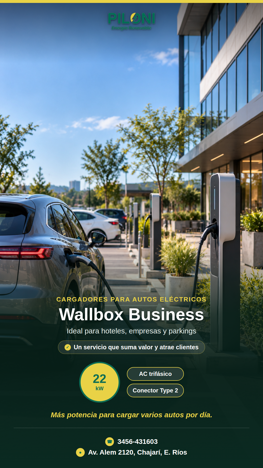Wallbox Business 22kW para hoteles, empresas y parkings - Piloni Energía Renovable